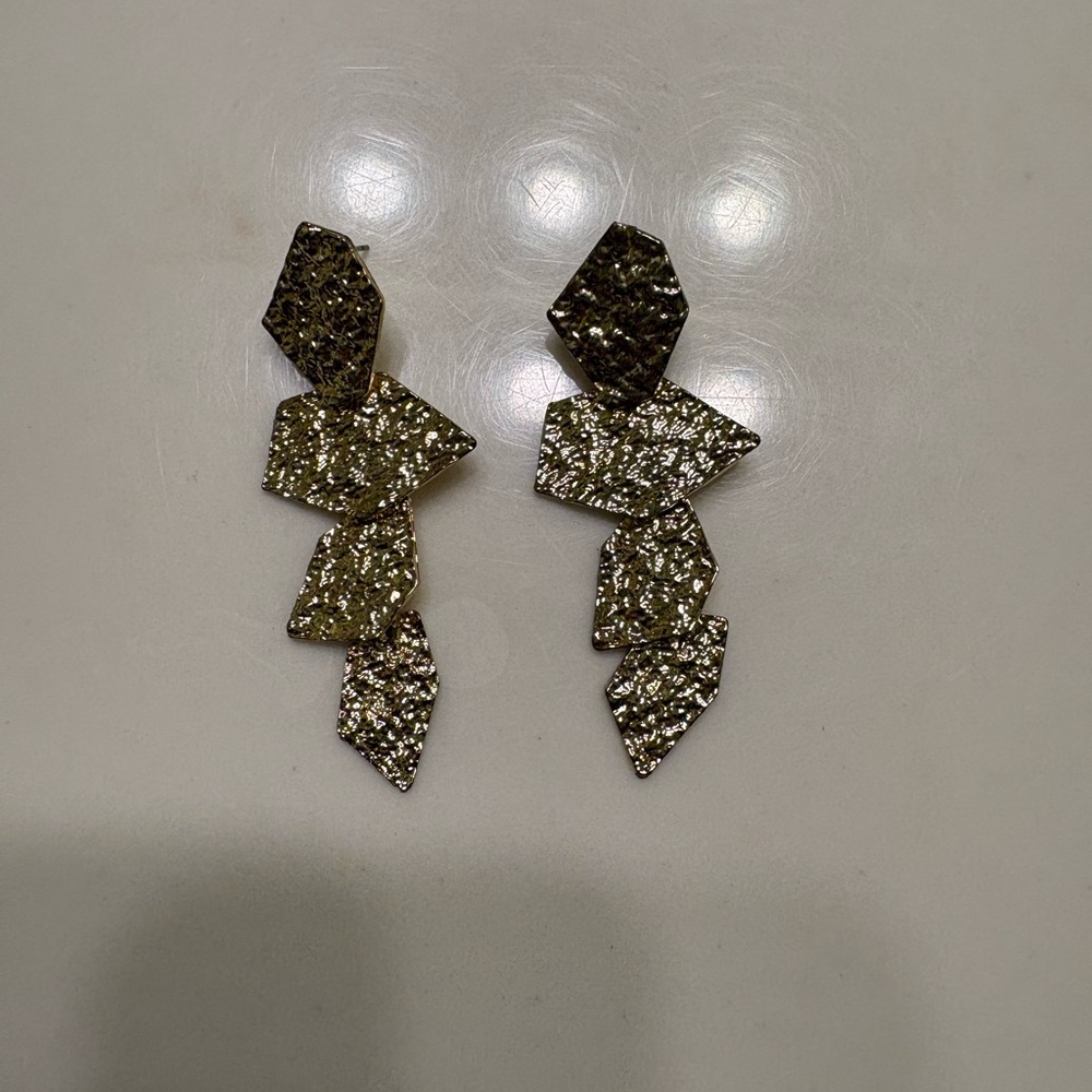 Gold Textured Geometric Earrings